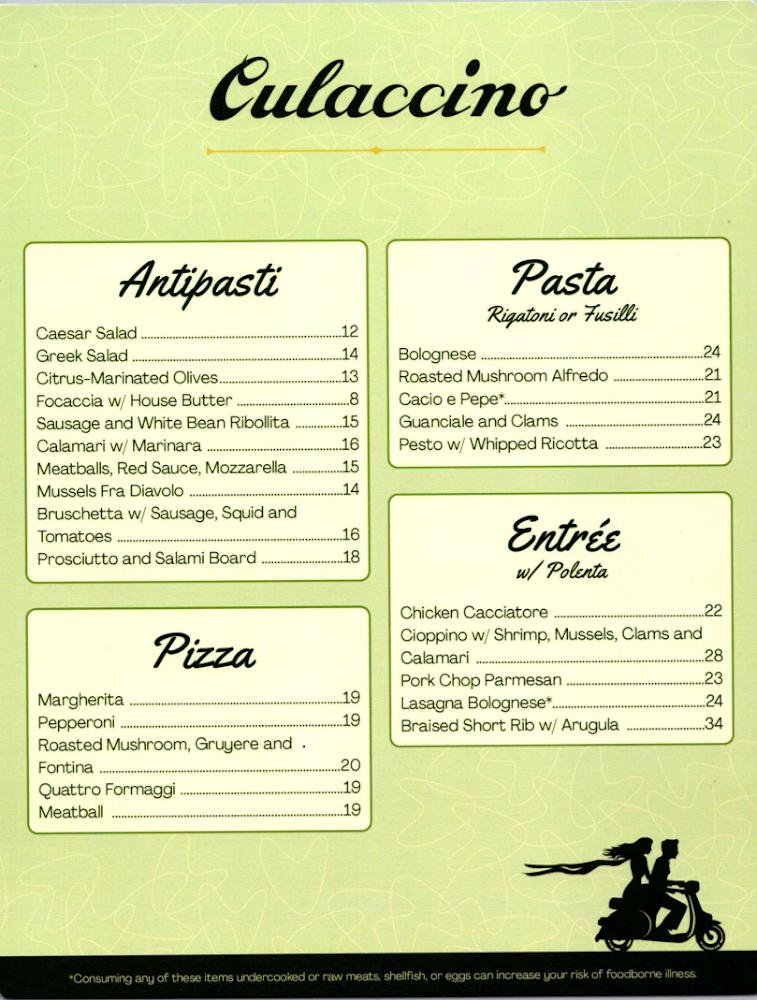 Culaccino Italian Restaurant Menu image 1